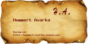 Hemmert Avarka névjegykártya